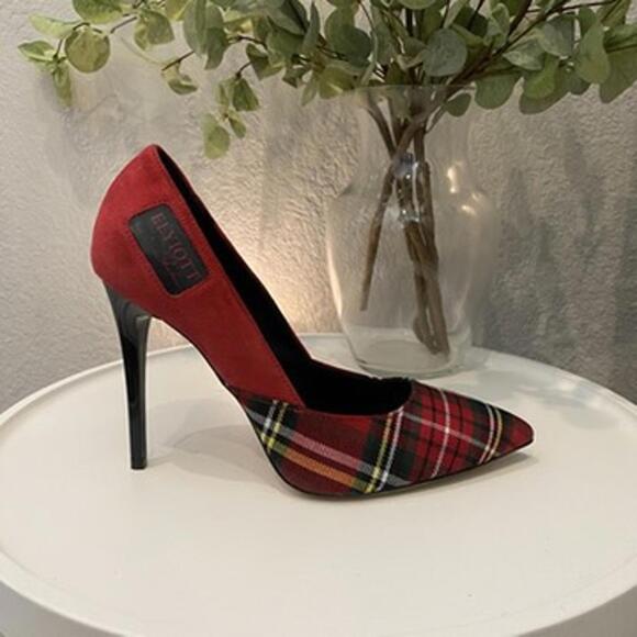 Elyiott Shakur Italian Made Scottish Plaid Heels EU 36 US 5.5 Like New - Picture 1 of 5
